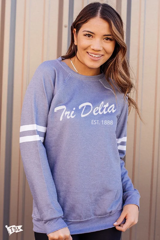 Delta Delta Delta Varsity Script Raglan Crewneck