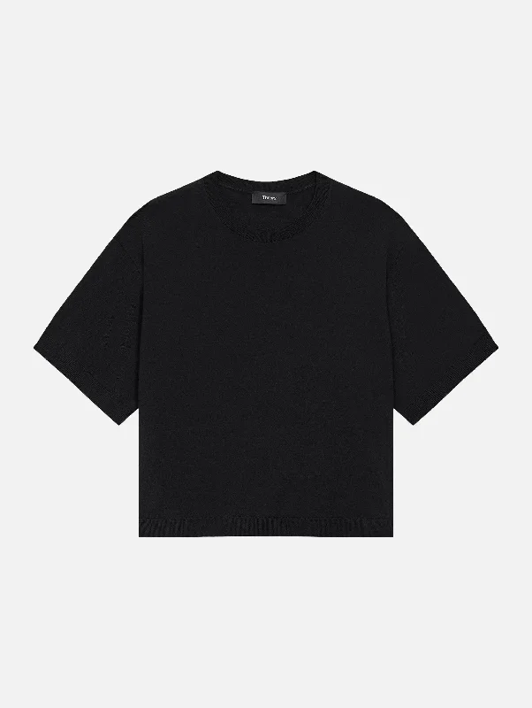 Boxy Regal Wool Tee in Black