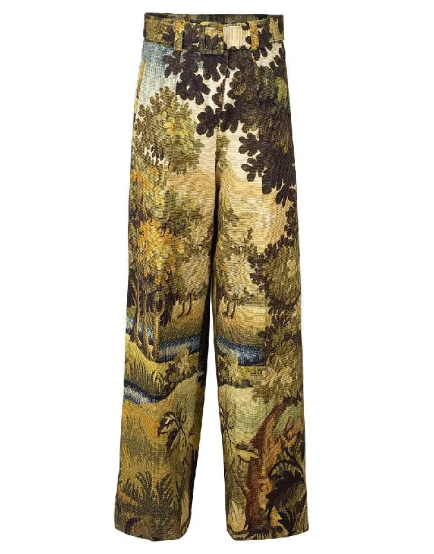 Printed Full Leg Belted Trouser