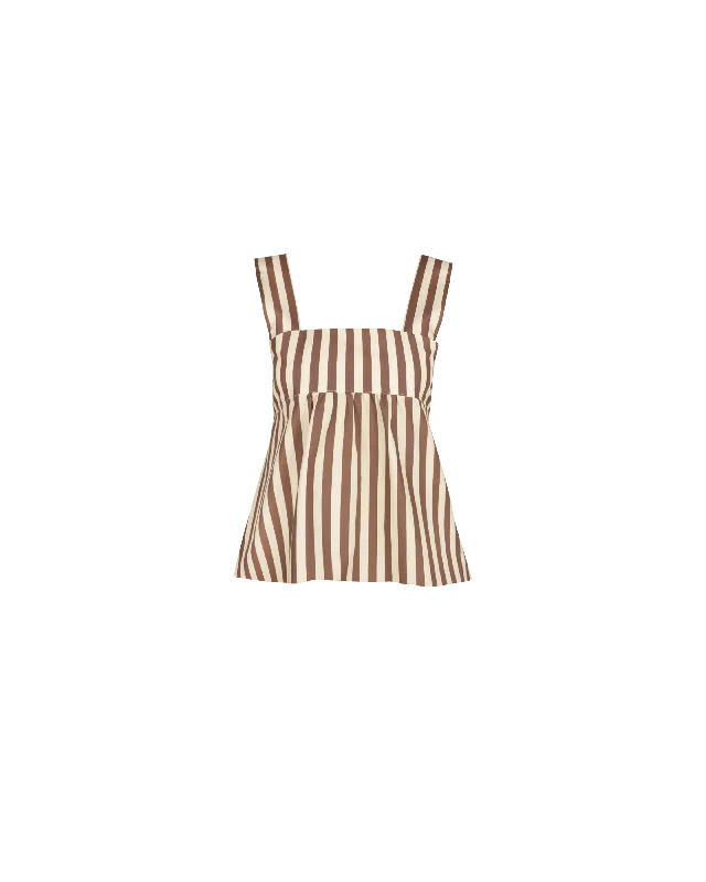 MARGIE TIE-BACK TOP BROWN BUTTER STRIPE