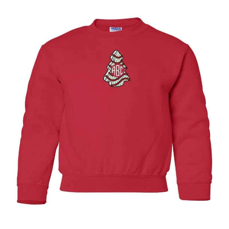 Kids Monogrammed 'Christmas Tree Zebra Cake' Crewneck Sweatshirt