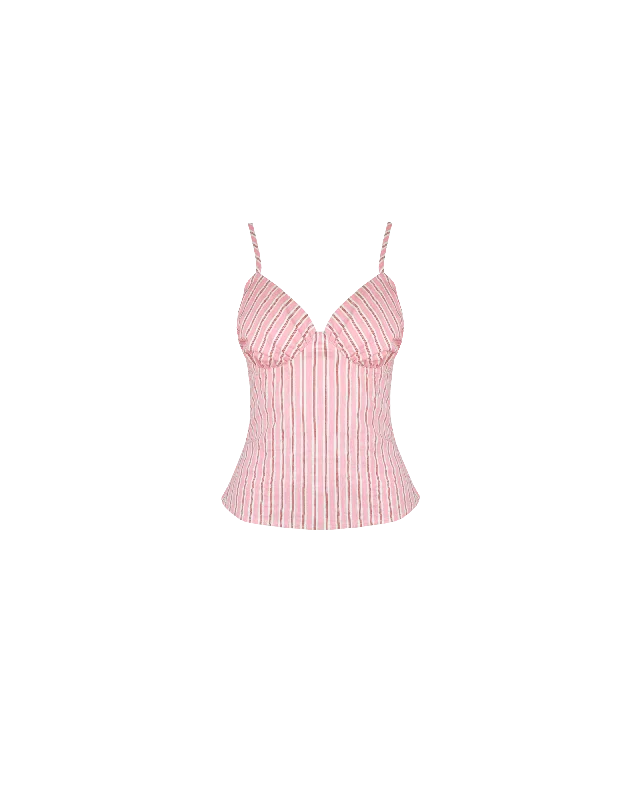 MONACO TANK PINK RED STRIPE