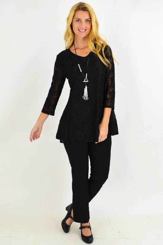 Night Out Black Lace Tunic Top