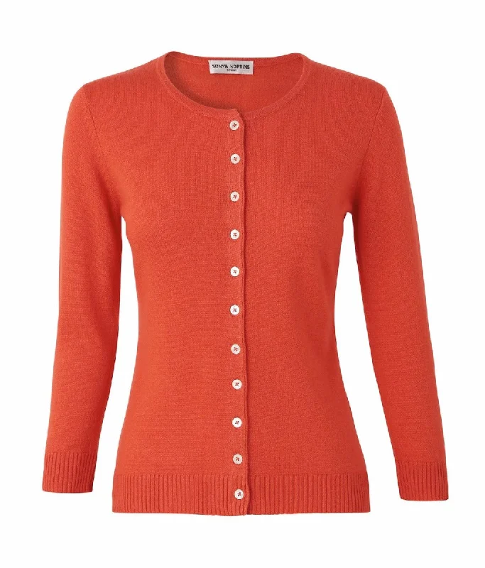 Silk + Cashmere Victoria Cardigan in Orange