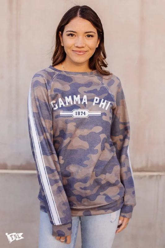 Gamma Phi Beta Camo Raglan Crewneck