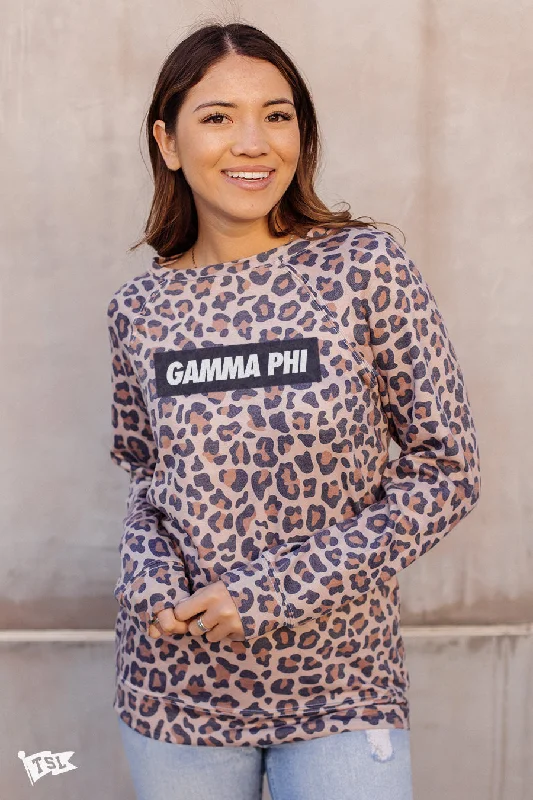 Gamma Phi Beta Leopard Raglan Crewneck