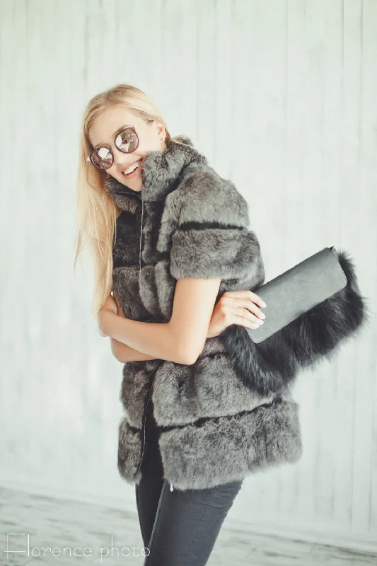 Rabbit Fur Vest (Grey)