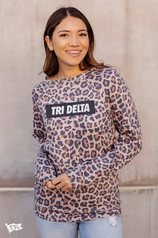 Delta Delta Delta Leopard Raglan Crewneck