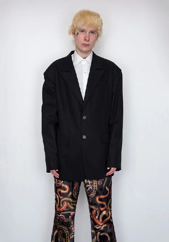 LU'U DAN MJ002_FT FLUID TAILORING OVERSIZED GANGSTER JACKET BLACK