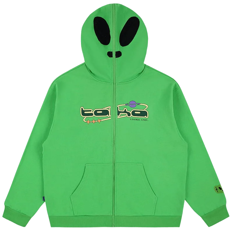 TAKA Original Cosmic Univ Alien full zipper sweater green