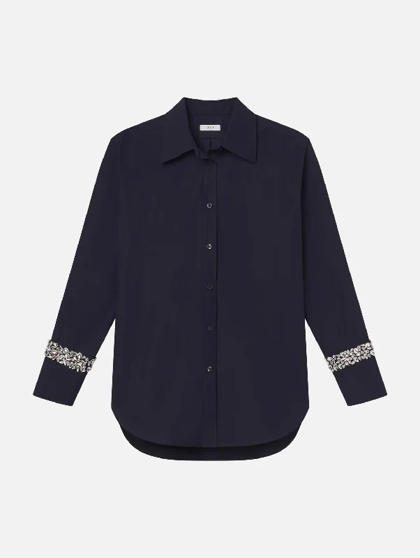 Calvin Embellished Sleeve Shirt in Maritime Navy