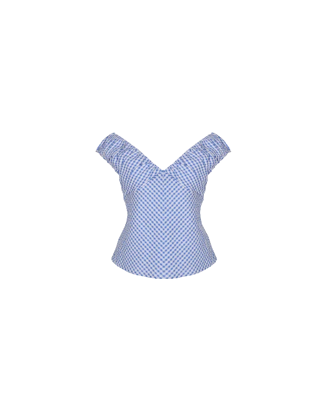 RAQUEL TOP BLUE GINGHAM