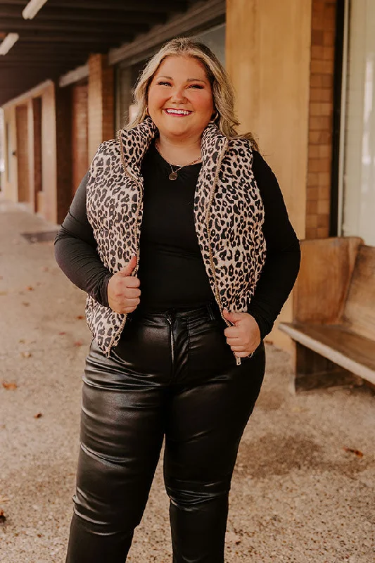 Urban Chic Leopard Puffer Vest Curves