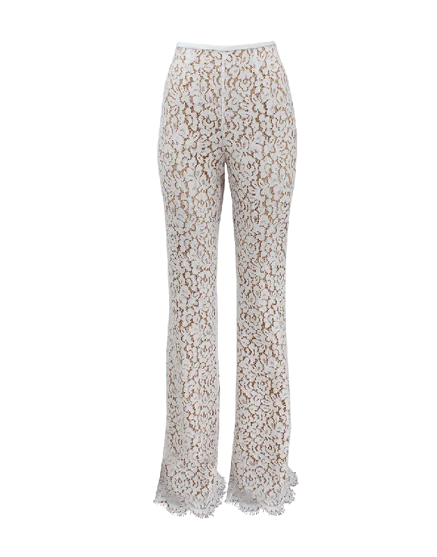 Side Zip Floral Lace Flared Pant