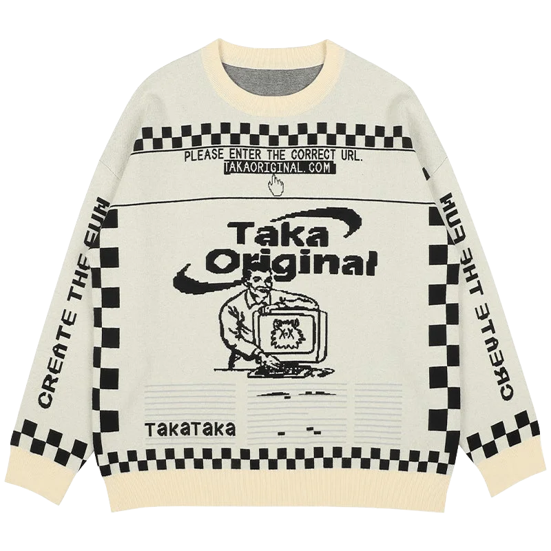 TAKA Original Moody Bob Mosaic checkboard knit jumper