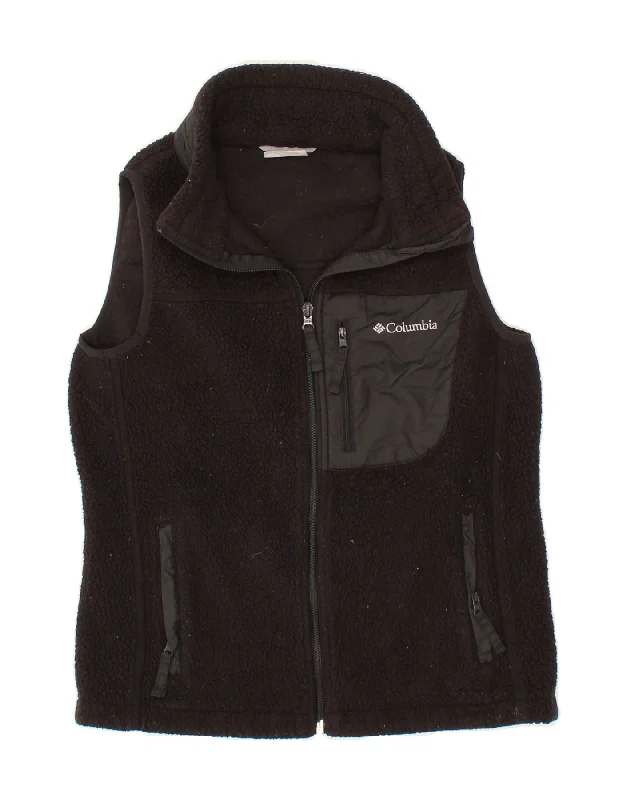 COLUMBIA Womens Oversized Fleece Gilet UK 6 XS Black Polyester