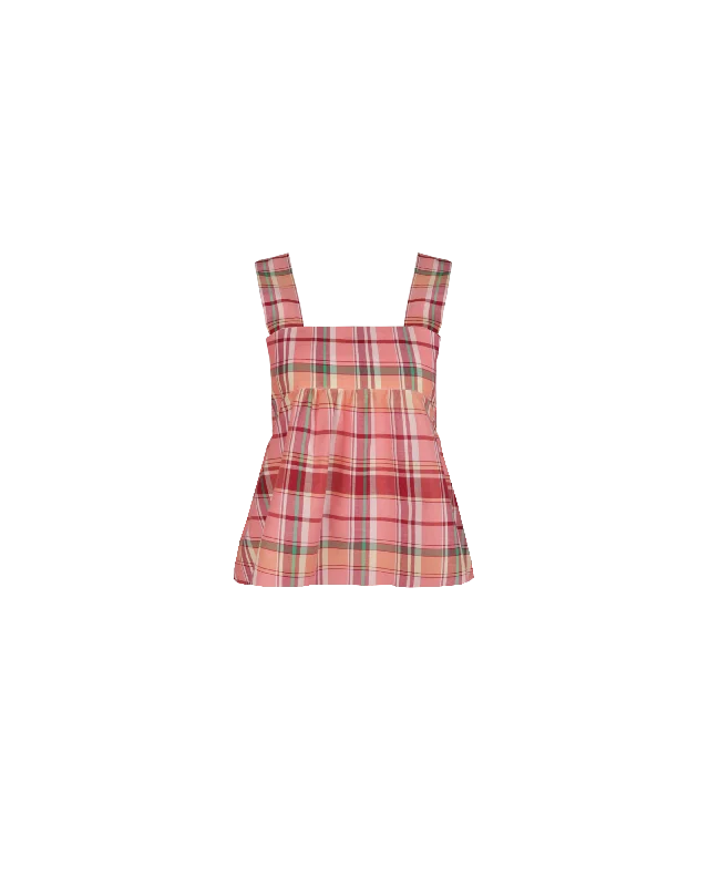 MARGIE TIE-BACK TOP PEACHIE TARTAN