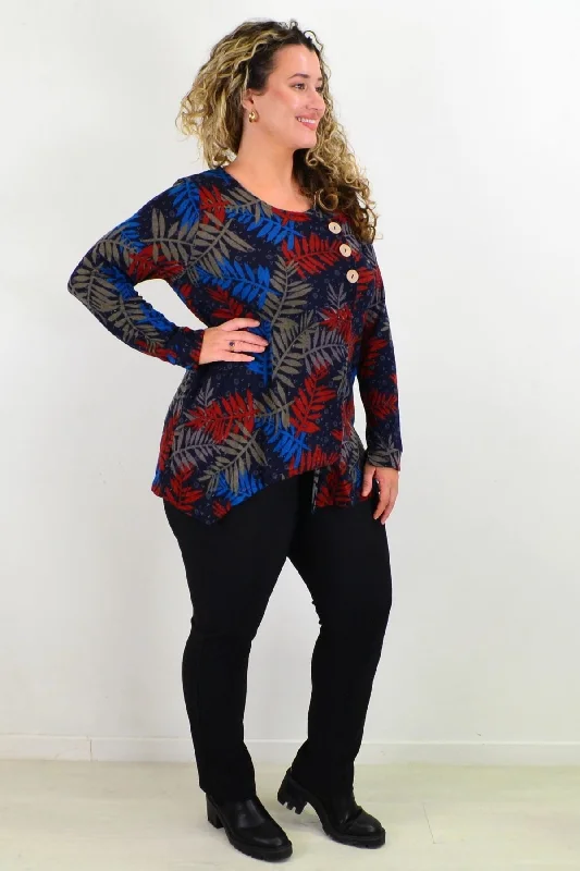 Falling Leaf 3 Button Fleece Tunic Top