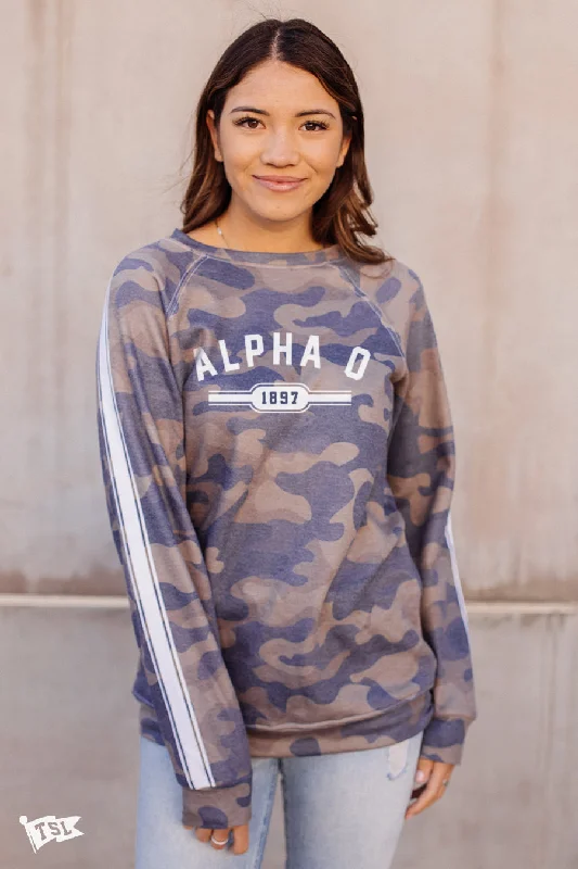 Alpha Omicron Pi Camo Raglan Crewneck