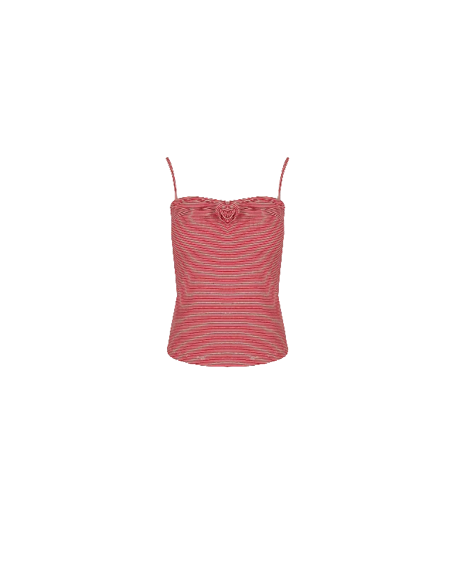 ROSETTE TANK CHERRY STRIPE