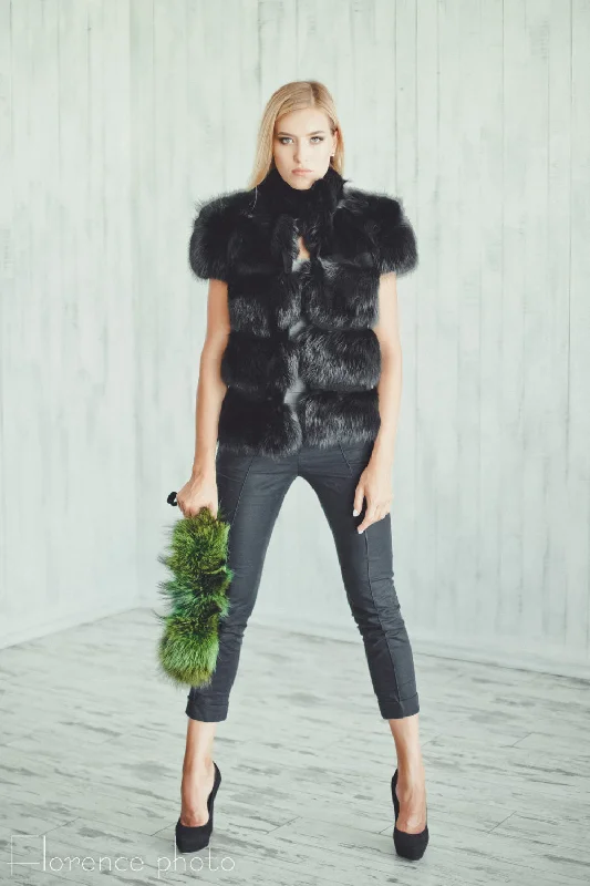 Fox Fur Vest (Black)