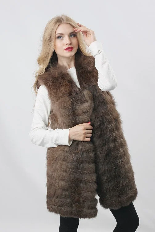 Fox Sleeveless Fur Vest (Brown)