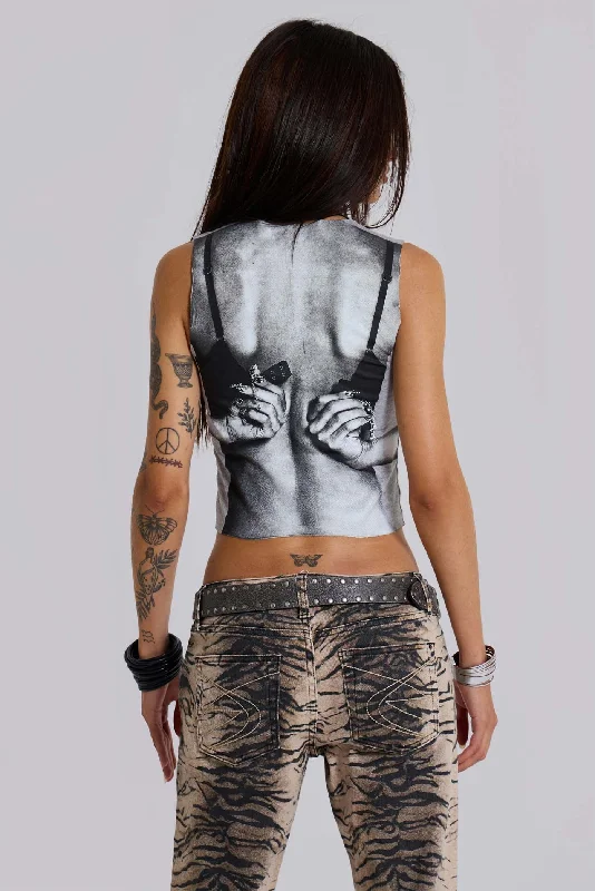 Back Bra Illusion Print Tank