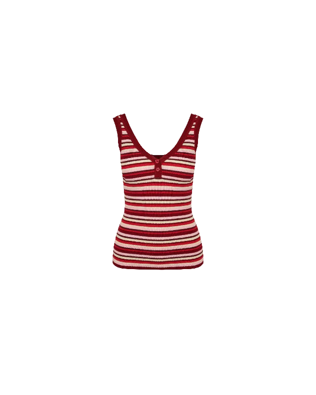 MILLA TANK BURGUNDY PINK STRIPE