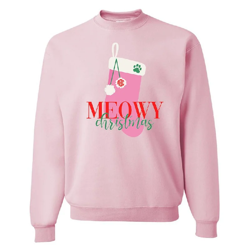 Monogrammed 'Meowy Christmas' Crewneck Sweatshirt