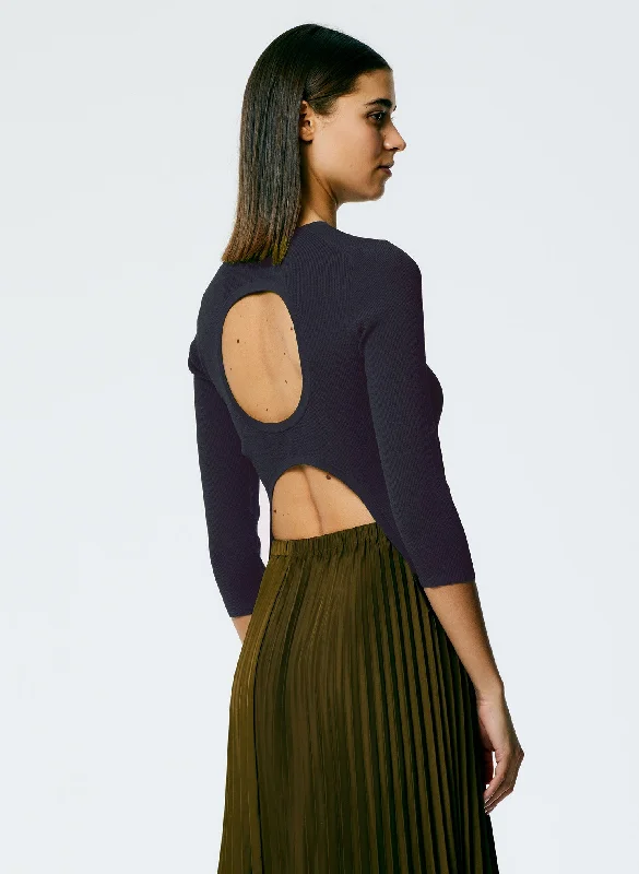 Giselle Stretch Sweater Circle Openback Pullover