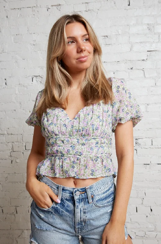 Eloise Floral Tie Back Bustier Top