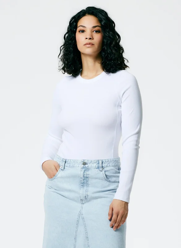 Ribbed T-Shirt Long Sleeve Bodysuit