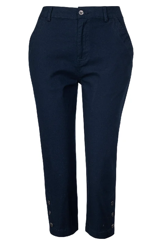 Mid Calf Pants with hem detail | NAVY | 6813A1