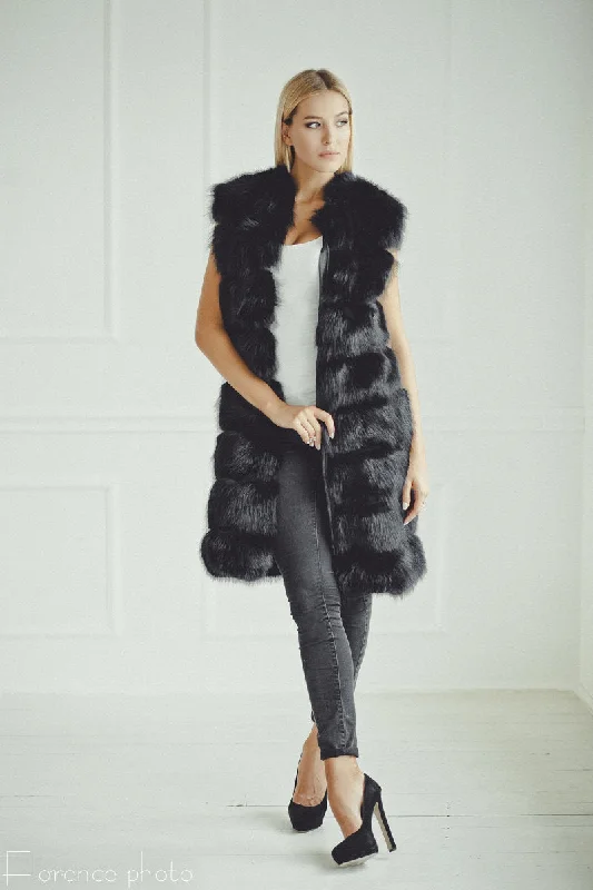 Fox Fur Vest (Black)