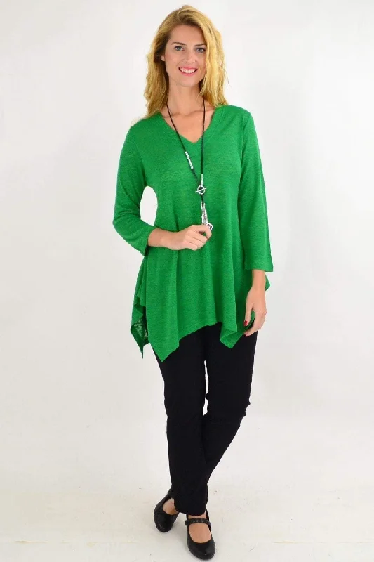 Green Vee Tunic Top