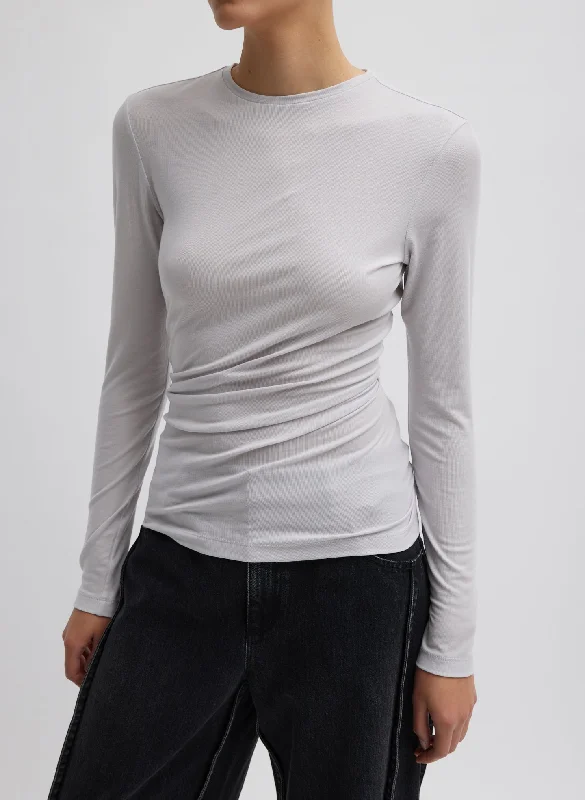 Tencel Knit Twisted Seam Long Sleeve T-Shirt